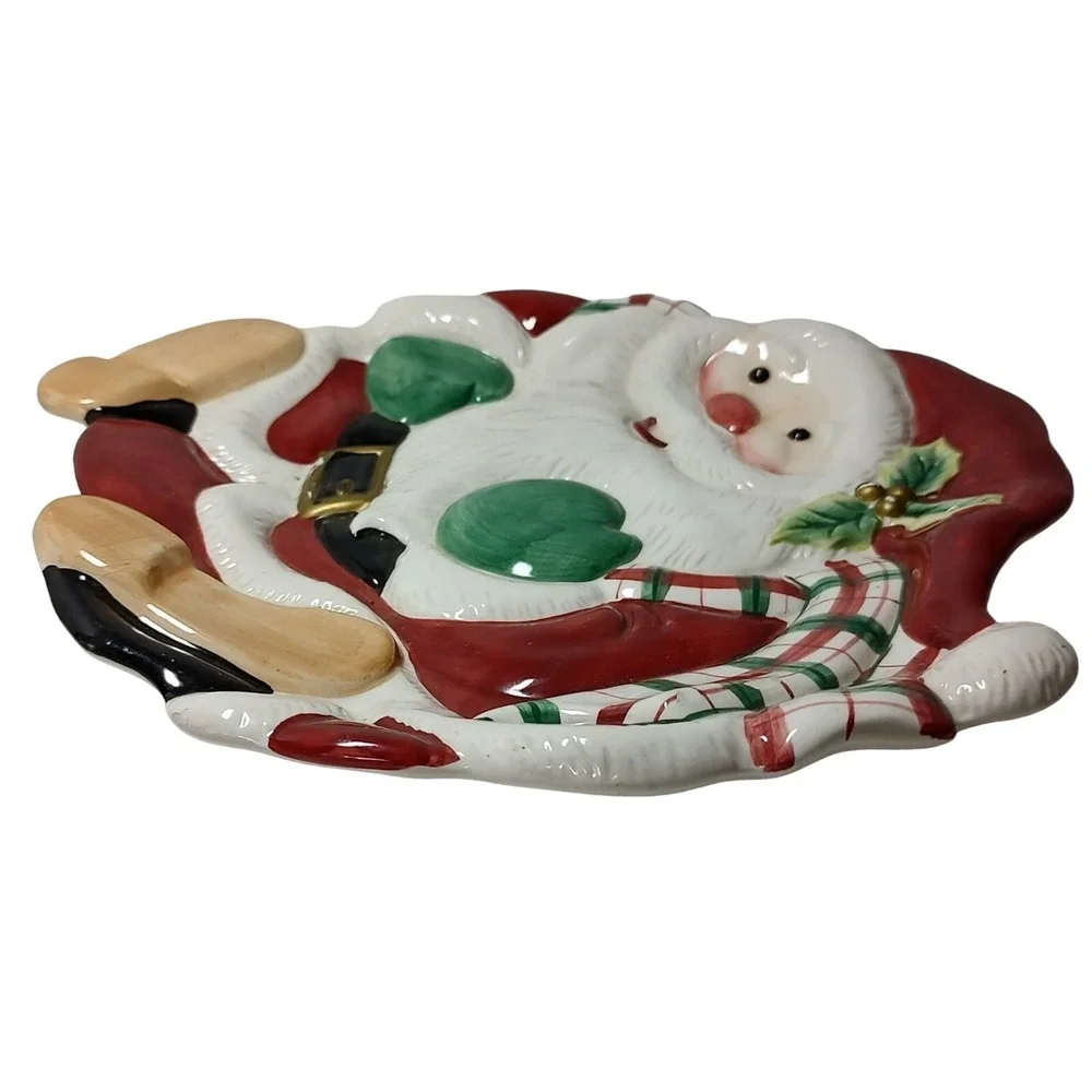 Fitz and Floyd Cookie Dish Tray Plate Christmas Santa Claus Saint Nicholas‎ SEE